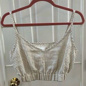 New notPERFECTLINEN Scala Linen Bustier Camisole in Natural White Gingham S